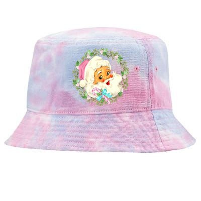 Vintage Pink Santa Claus Pink Christmas Design Tie-Dyed Bucket Hat