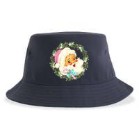 Vintage Pink Santa Claus Pink Christmas Design Sustainable Bucket Hat