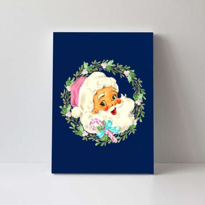 Vintage Pink Santa Claus Pink Christmas Design Canvas