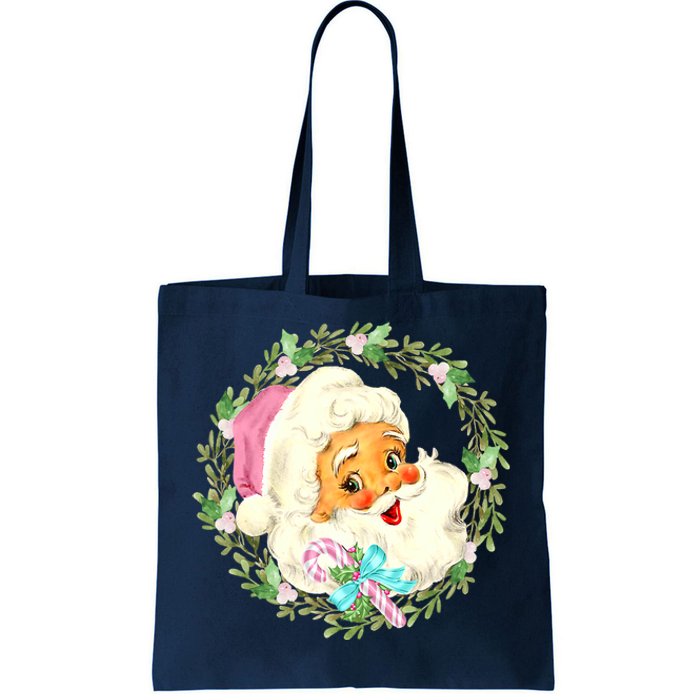 Vintage Pink Santa Claus Pink Christmas Design Tote Bag