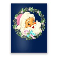 Vintage Pink Santa Claus Pink Christmas Design Poster