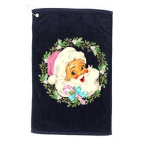 Vintage Pink Santa Claus Pink Christmas Design Platinum Collection Golf Towel