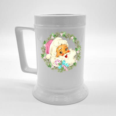 Vintage Pink Santa Claus Pink Christmas Design Beer Stein