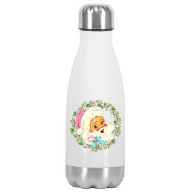 Vintage Pink Santa Claus Pink Christmas Design Stainless Steel Insulated Water Bottle