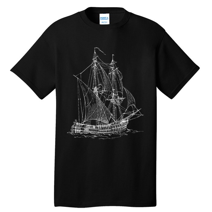 Vintage Pirate Ship T Retro Nautical Boat Captain Tall T-Shirt