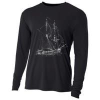 Vintage Pirate Ship T Retro Nautical Boat Captain Cooling Performance Long Sleeve Crew