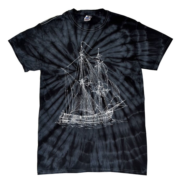 Vintage Pirate Ship T Retro Nautical Boat Captain Tie-Dye T-Shirt