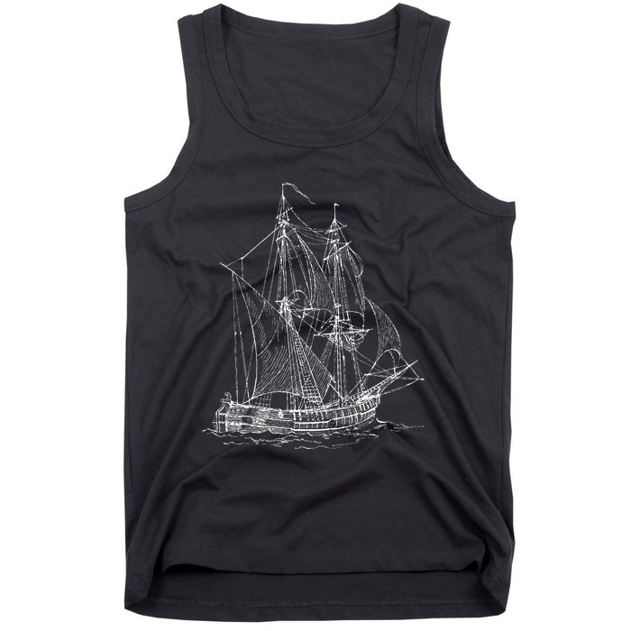 Vintage Pirate Ship T Retro Nautical Boat Captain Tank Top