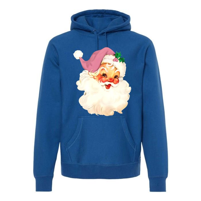 Vintage Pink Santa Claus Pink Christmas Design Xmas Gift Premium Hoodie