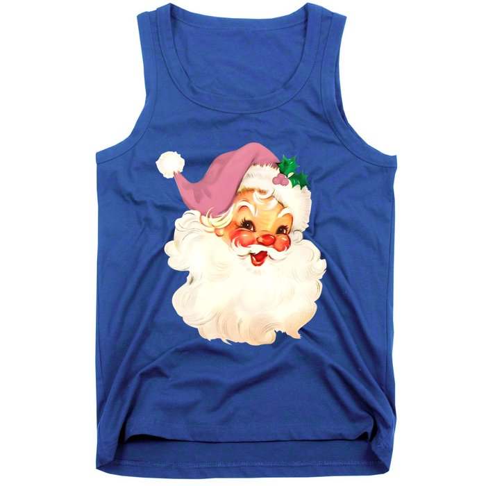 Vintage Pink Santa Claus Pink Christmas Design Xmas Gift Tank Top