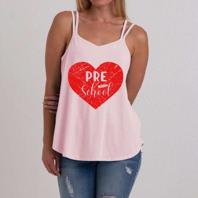 Vintage Pre School Lover Heart Love Valentine's Day Gift Women's Strappy Tank