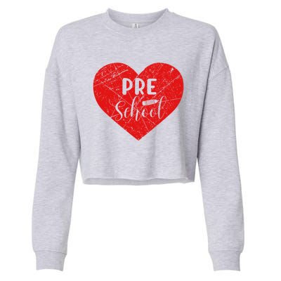 Vintage Pre School Lover Heart Love Valentine's Day Gift Cropped Pullover Crew