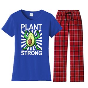 Vegan Plant Strong Avocado Plant Based Gym Strength Workout Funny Gift Women's Flannel Pajama Set