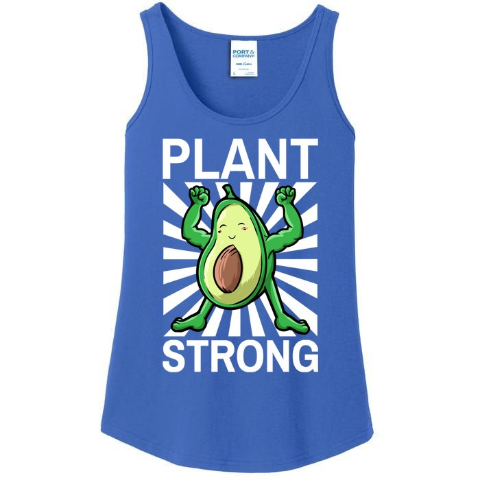 Vegan Plant Strong Avocado Plant Based Gym Strength Workout Funny Gift Ladies Essential Tank