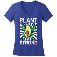 Vegan Plant Strong Avocado Plant Based Gym Strength Workout Funny Gift Women's V-Neck T-Shirt