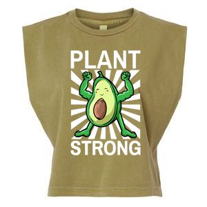 Vegan Plant Strong Avocado Plant Based Gym Strength Workout Funny Gift Garment-Dyed Women's Muscle Tee