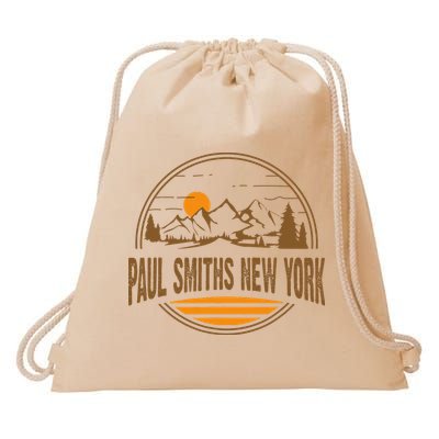 Vintage Paul Smiths New York Mountain Hiking Souvenir Print Drawstring Bag