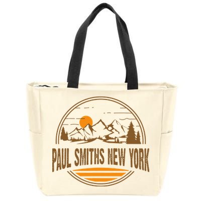 Vintage Paul Smiths New York Mountain Hiking Souvenir Print Zip Tote Bag