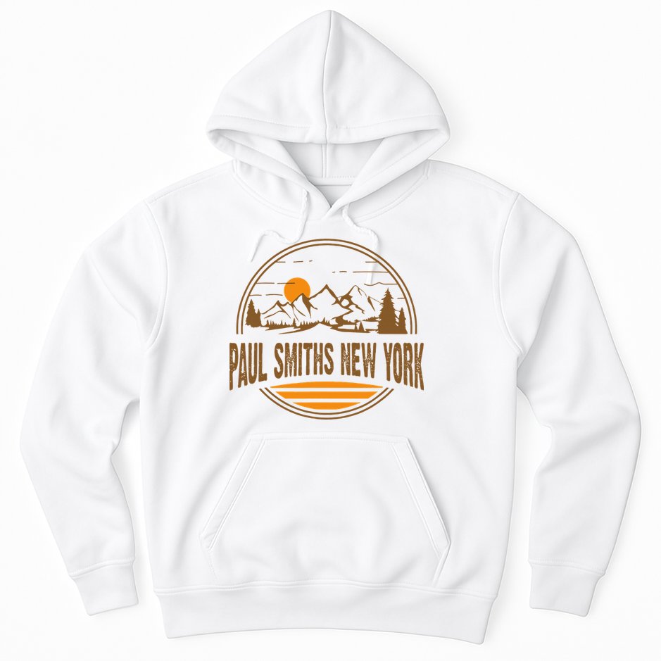 Vintage Paul Smiths New York Mountain Hiking Souvenir Print Hoodie