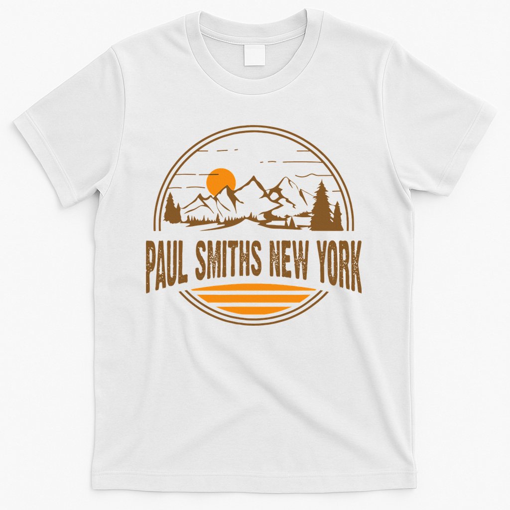 Vintage Paul Smiths New York Mountain Hiking Souvenir Print T-Shirt