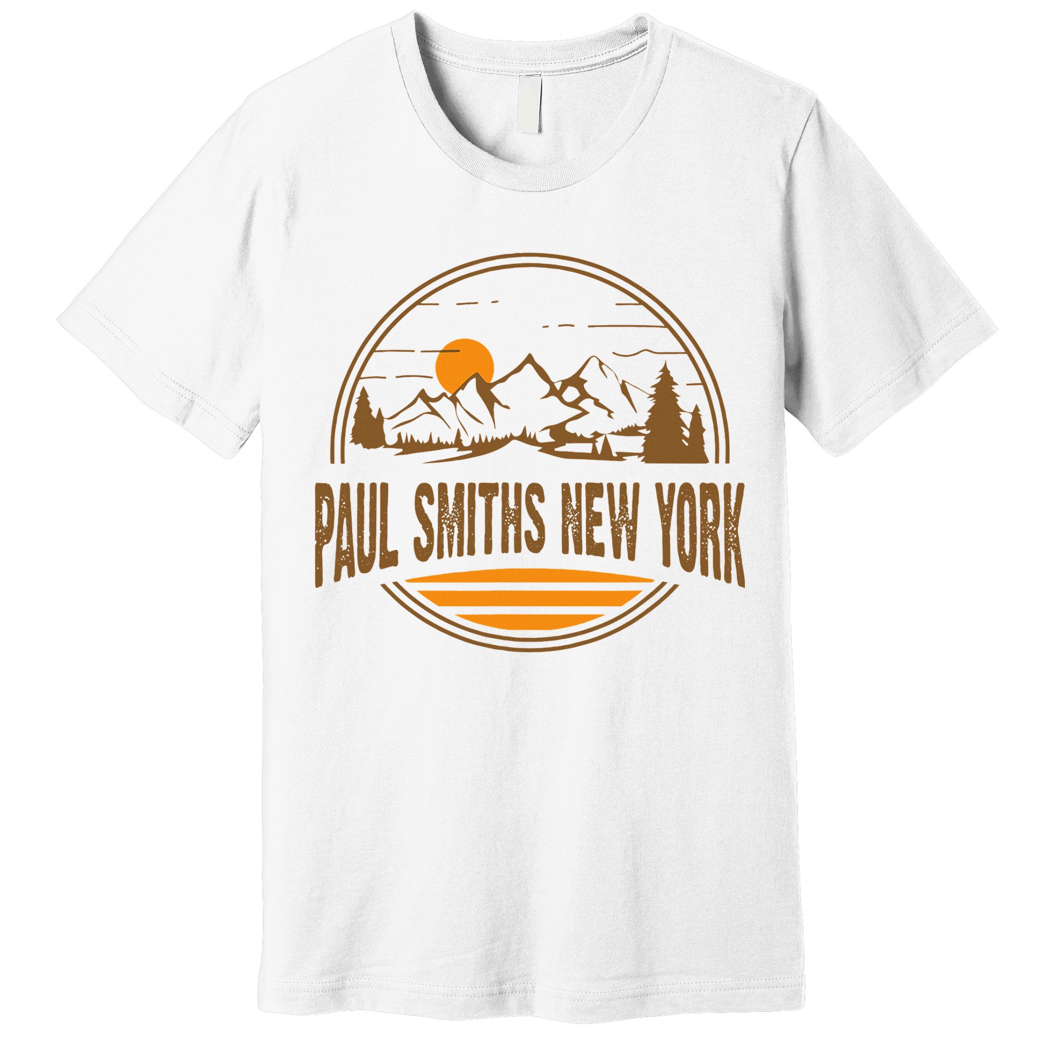 Vintage Paul Smiths New York Mountain Hiking Souvenir Print Premium T-Shirt