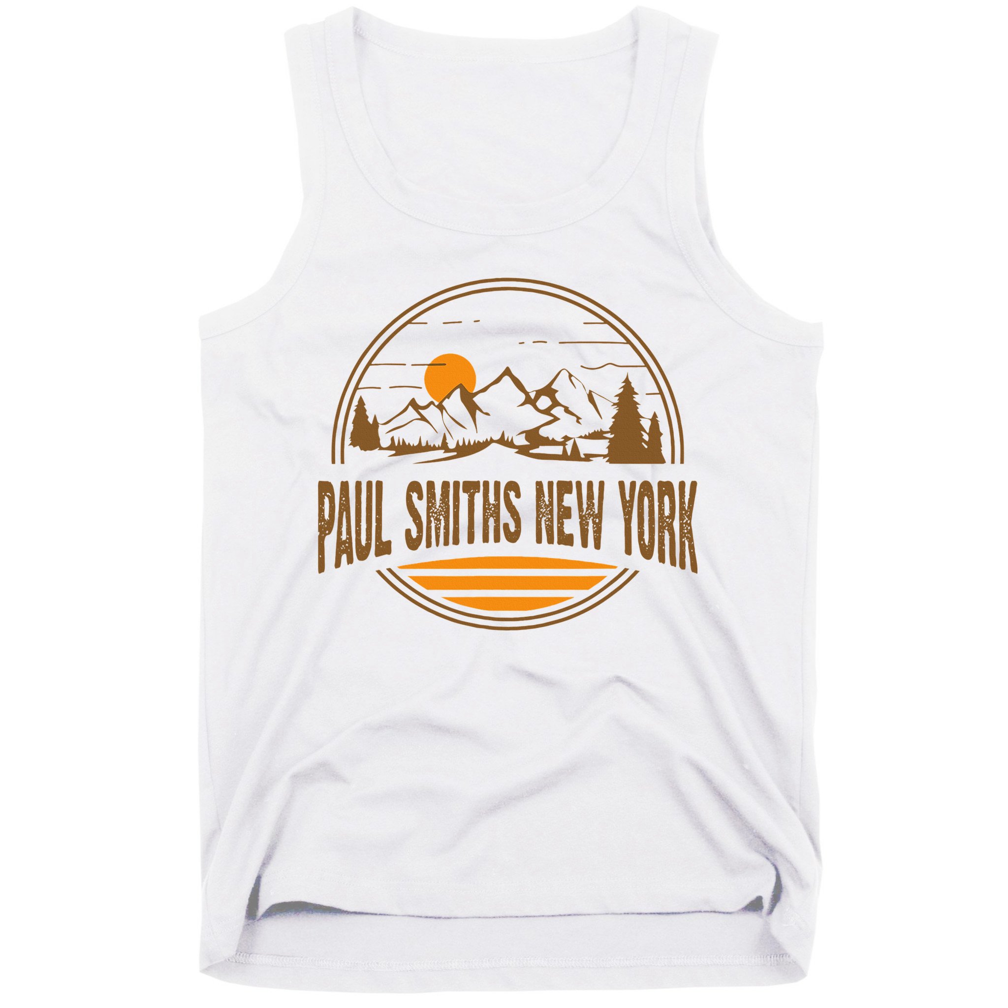 Vintage Paul Smiths New York Mountain Hiking Souvenir Print Tank Top