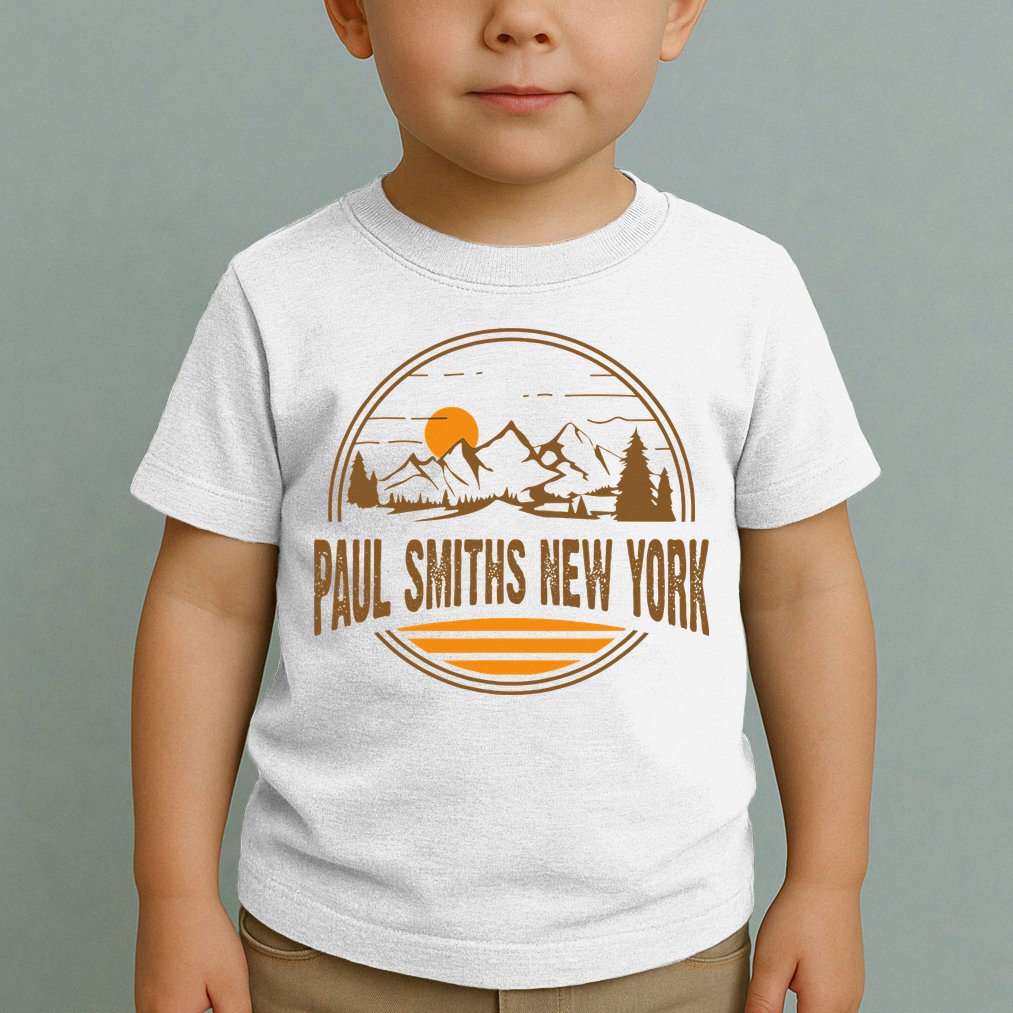 Vintage Paul Smiths New York Mountain Hiking Souvenir Print Toddler T-Shirt