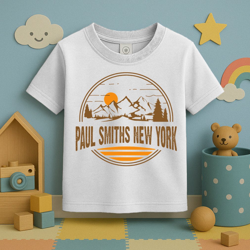 Vintage Paul Smiths New York Mountain Hiking Souvenir Print Toddler T-Shirt