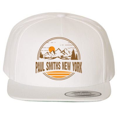 Vintage Paul Smiths New York Mountain Hiking Souvenir Print Wool Snapback Cap