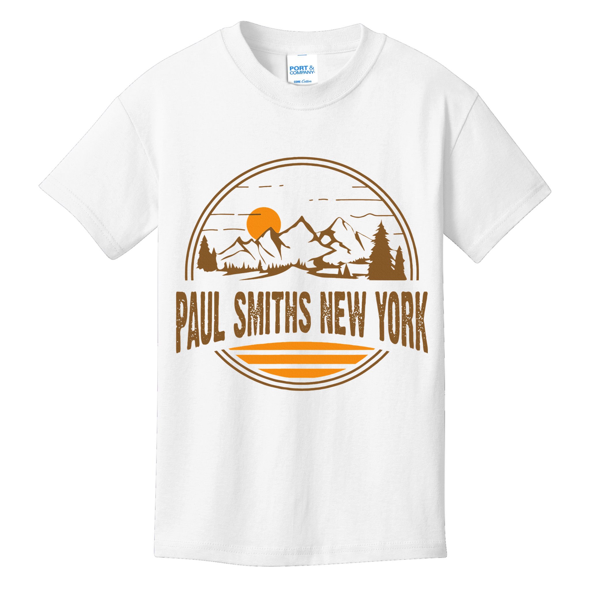 Vintage Paul Smiths New York Mountain Hiking Souvenir Print Kids T-Shirt