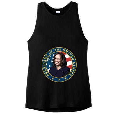 Vice Presidential Seal With Portrait Illustration Ladies PosiCharge Tri-Blend Wicking Tank