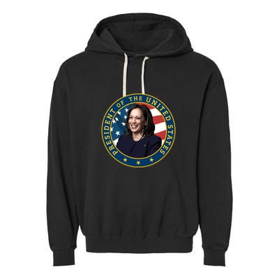 Vice Presidential Seal With Portrait Illustration Garment-Dyed Fleece Hoodie