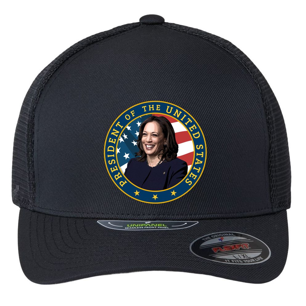 Vice Presidential Seal With Portrait Illustration Flexfit Unipanel Trucker Cap