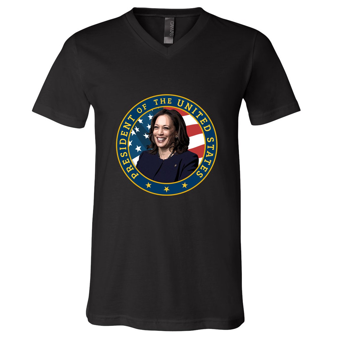 Vice Presidential Seal With Portrait Illustration V-Neck T-Shirt
