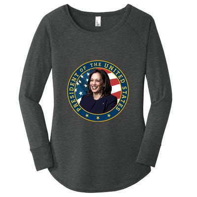 Vice Presidential Seal With Portrait Illustration Women's Perfect Tri Tunic Long Sleeve Shirt