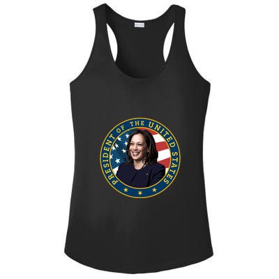 Vice Presidential Seal With Portrait Illustration Ladies PosiCharge Competitor Racerback Tank