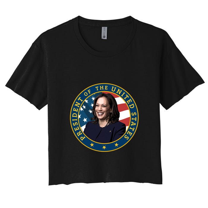 Vice Presidential Seal With Portrait Illustration Women's Crop Top Tee