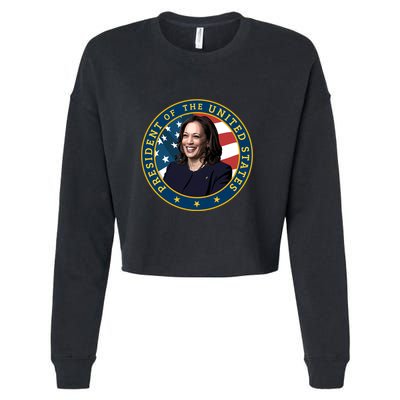 Vice Presidential Seal With Portrait Illustration Cropped Pullover Crew