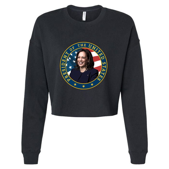 Vice Presidential Seal With Portrait Illustration Cropped Pullover Crew