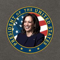 Vice Presidential Seal With Portrait Illustration Cotton Canvas Backpack
