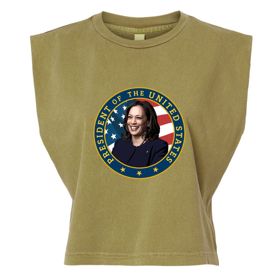 Vice Presidential Seal With Portrait Illustration Garment-Dyed Women's Muscle Tee