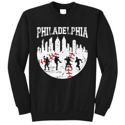 Vintage Philadelphia Skyline Cityscape Baseball Fans Sweatshirt