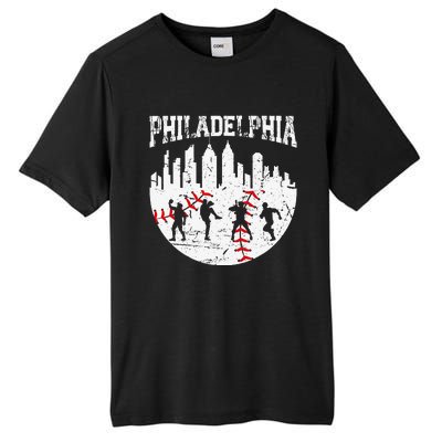 Vintage Philadelphia Skyline Cityscape Baseball Fans Tall Fusion ChromaSoft Performance T-Shirt