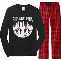 Vintage Philadelphia Skyline Cityscape Baseball Fans Long Sleeve Pajama Set