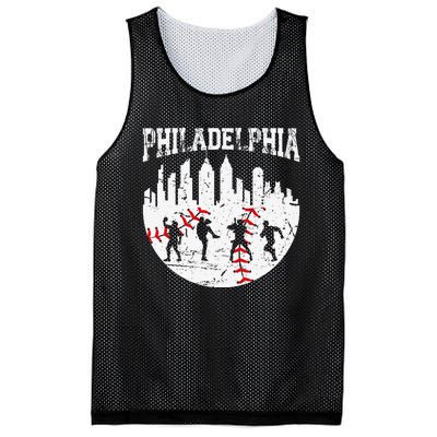 Vintage Philadelphia Skyline Cityscape Baseball Fans Mesh Reversible Basketball Jersey Tank