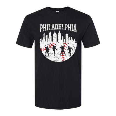 Vintage Philadelphia Skyline Cityscape Baseball Fans Softstyle CVC T-Shirt