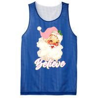 Vintage Pink Santa Claus Pink Christmas Believe Santa Gift Mesh Reversible Basketball Jersey Tank