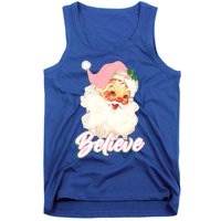 Vintage Pink Santa Claus Pink Christmas Believe Santa Gift Tank Top