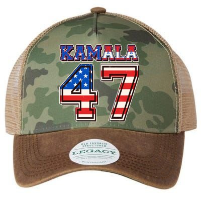 Vintage Patriotic Sporty Kamala Harris 47 Legacy Tie Dye Trucker Hat