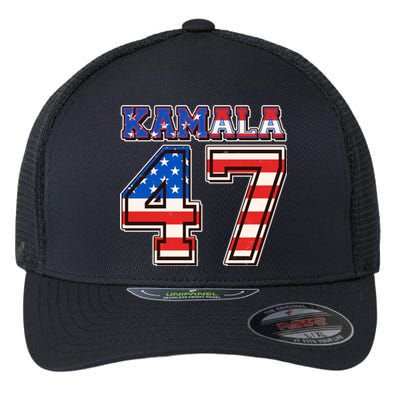 Vintage Patriotic Sporty Kamala Harris 47 Flexfit Unipanel Trucker Cap